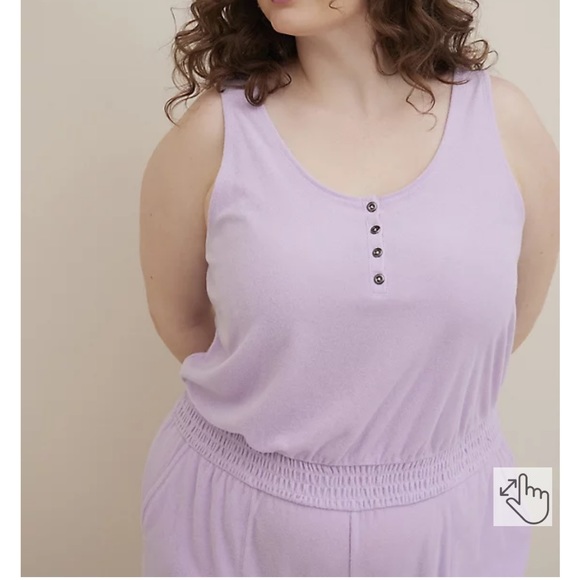 Torrid Henley Jumpsuit Cover Up / Loungewear / Pajamas - Terry Lilac, Size 4 - Picture 2 of 7